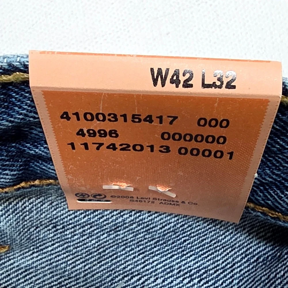 Levi's 501 Original Fit Jeans Mens 42x32 Blue Straight Leg Button Fly 005010193
